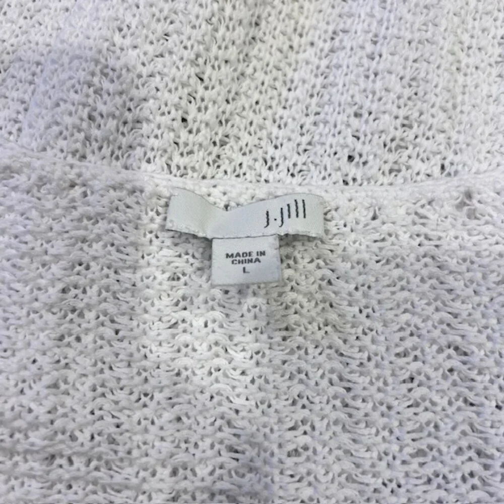 J. Jill White V-Neck 3/4 Sleeve Pullover Sweater Size L